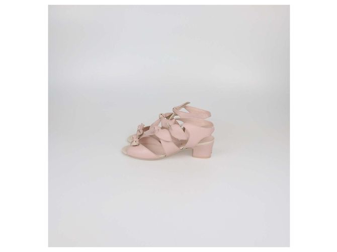 Chanel Light Pink Leather Bow Ankle Strap Sandals - view 4