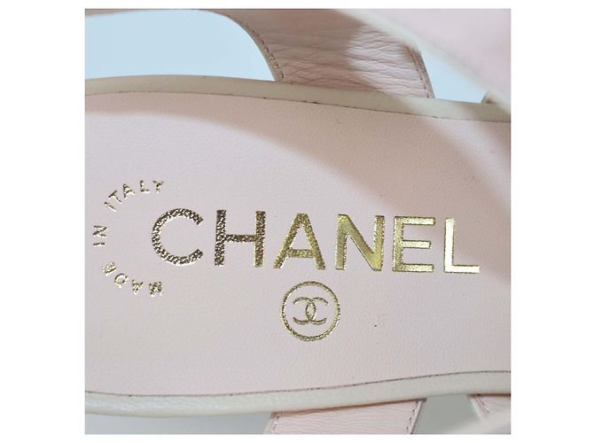 Chanel Light Pink Leather Bow Ankle Strap Sandals - view 6