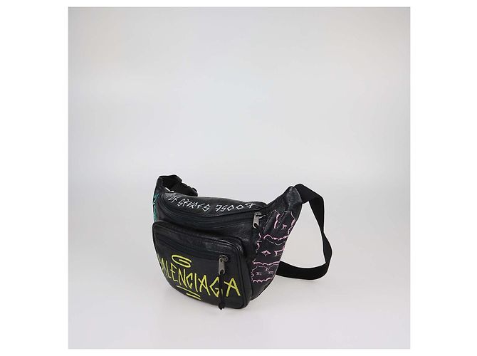 Borsa cintura Balenciaga Graffiti Explorer in pelle nera Nero - vista 2