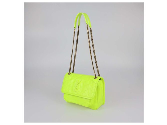 Borsa a tracolla Baby Niki in pelle stropicciata verde neon Saint Laurent - vista 2