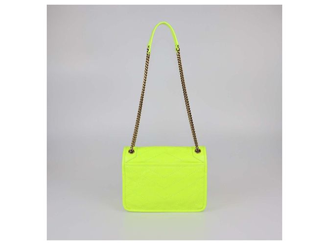 Borsa a tracolla Baby Niki in pelle stropicciata verde neon Saint Laurent - vista 3