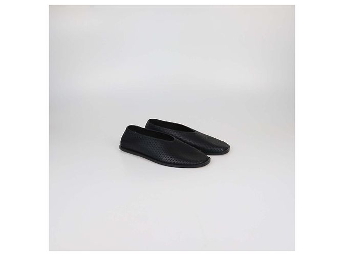 Proenza Schouler Black Tee Perforated Leather Square Flats Nero - vista 2
