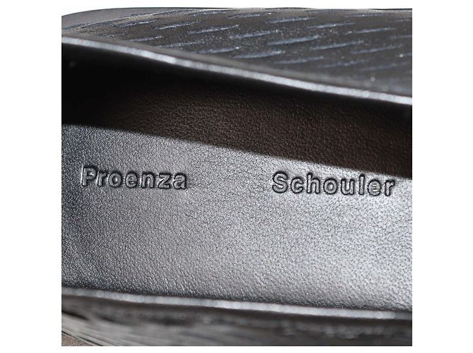 Proenza Schouler Black Tee Perforated Leather Square Flats Nero - vista 6