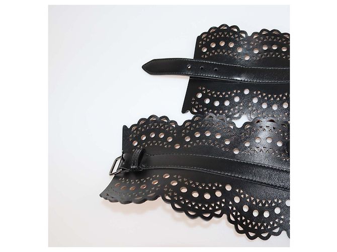 Alaïa Alaia Corsett-Gürtel aus schwarzem Leder mit Laserschnitt - Ansicht 5