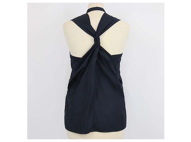 Top sin mangas de cuello halter en algodón azul marino 3.1 Phillip Lim - vista 3