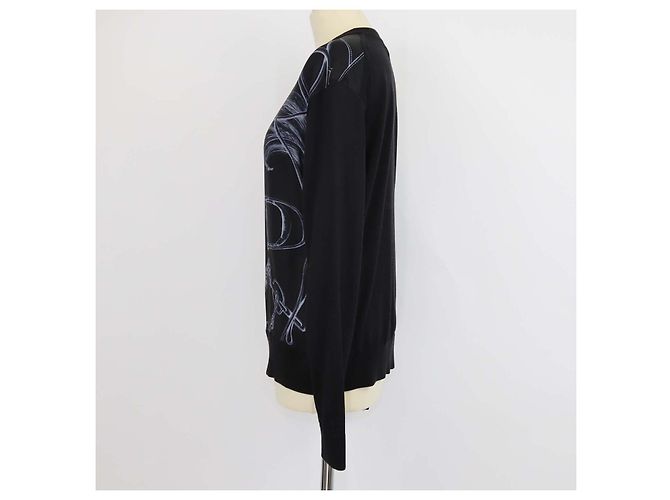 Hermès Top a maniche lunghe Hermes in seta nera Projects Carre au Crayon Print Nero - vista 2