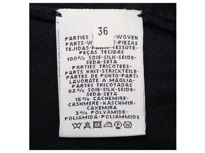 Hermès Top a maniche lunghe Hermes in seta nera Projects Carre au Crayon Print Nero - vista 6