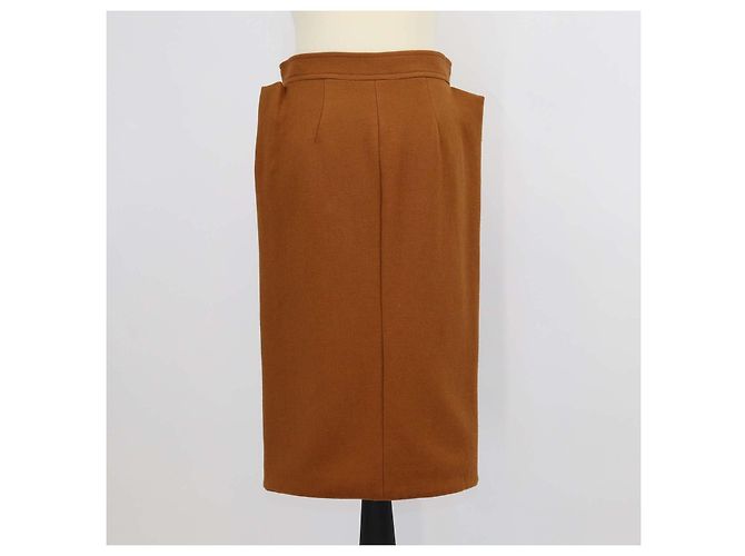 Gonna midi in lana marrone con bottoni Bottega Veneta - vista 3