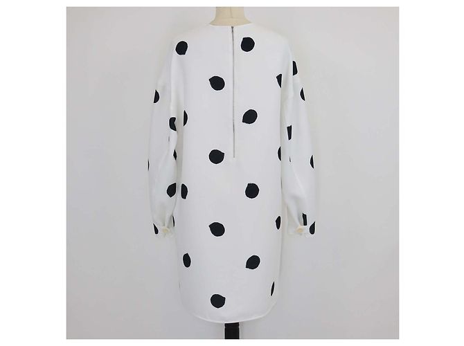 Vestido midi de manga comprida com bolinhas branco/preto Tibi - vista 3