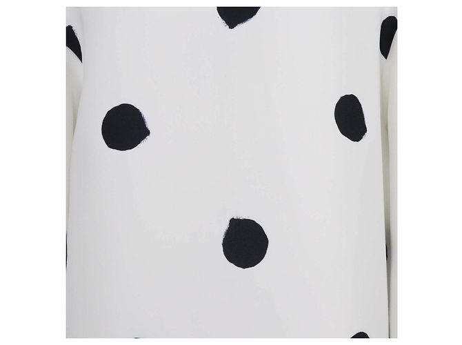 Vestido midi de manga comprida com bolinhas branco/preto Tibi - vista 4
