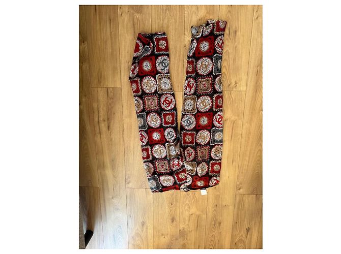 Pantalones estampados Chanel de algodón Castaño Negro Blanco Roja Gris - vista 7