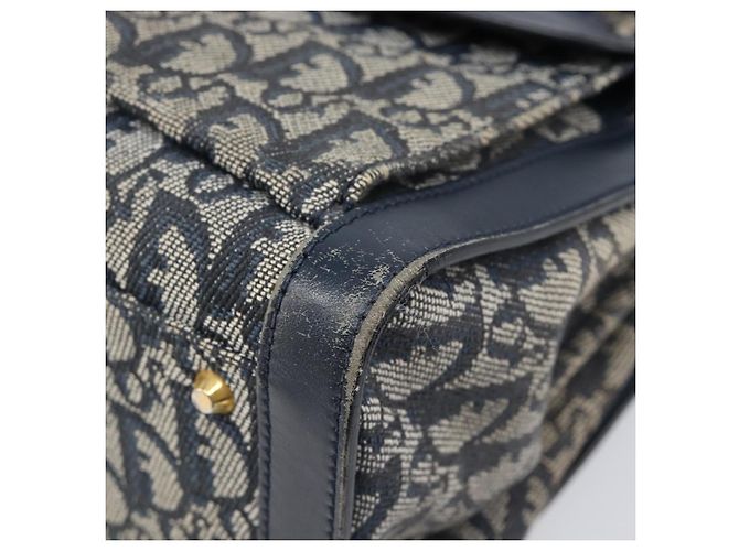 Borsa a mano Christian Dior Trotter Canvas Navy Gold Auth 201927 D'oro Blu navy - vista 10