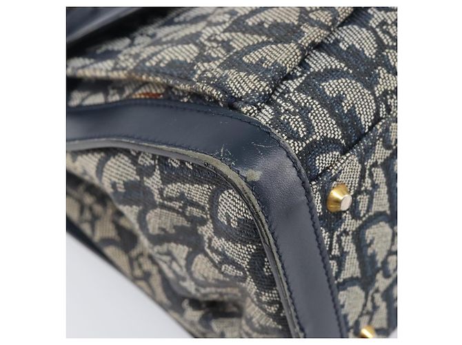 Borsa a mano Christian Dior Trotter Canvas Navy Gold Auth 201927 D'oro Blu navy - vista 11