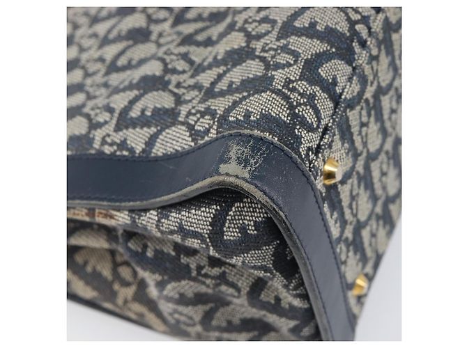 Borsa a mano Christian Dior Trotter Canvas Navy Gold Auth 201927 D'oro Blu navy - vista 13