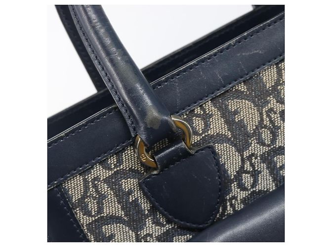 Borsa a mano Christian Dior Trotter Canvas Navy Gold Auth 201927 D'oro Blu navy - vista 14