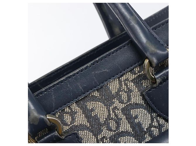 Borsa a mano Christian Dior Trotter Canvas Navy Gold Auth 201927 D'oro Blu navy - vista 15