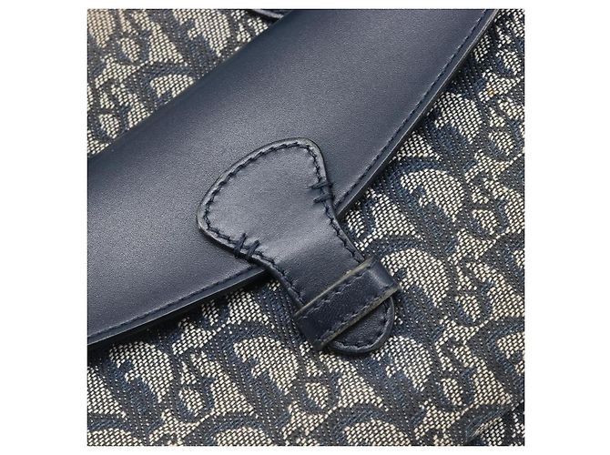 Borsa a mano Christian Dior Trotter Canvas Navy Gold Auth 201927 D'oro Blu navy - vista 16