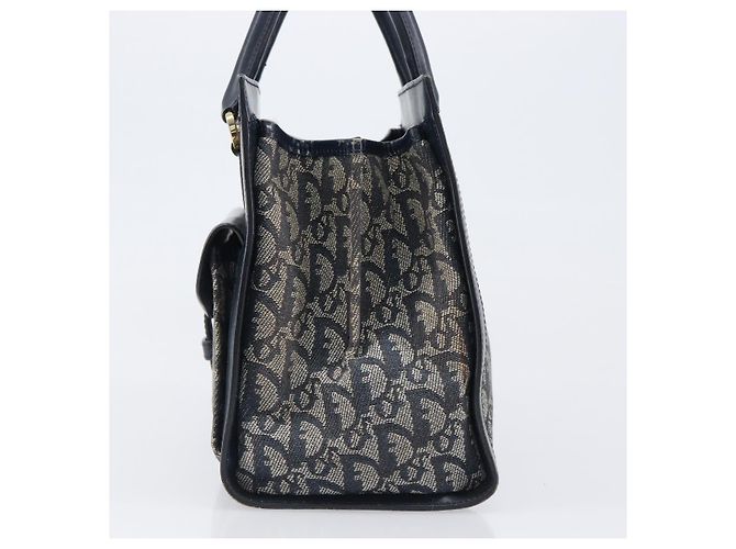 Borsa a mano Christian Dior Trotter Canvas Navy Gold Auth 201927 D'oro Blu navy - vista 4