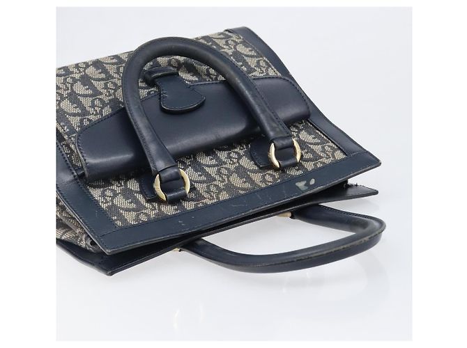 Borsa a mano Christian Dior Trotter Canvas Navy Gold Auth 201927 D'oro Blu navy - vista 6