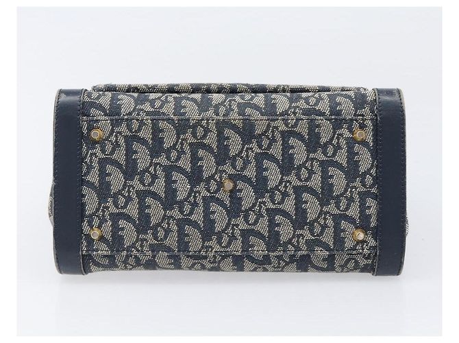 Borsa a mano Christian Dior Trotter Canvas Navy Gold Auth 201927 D'oro Blu navy - vista 9