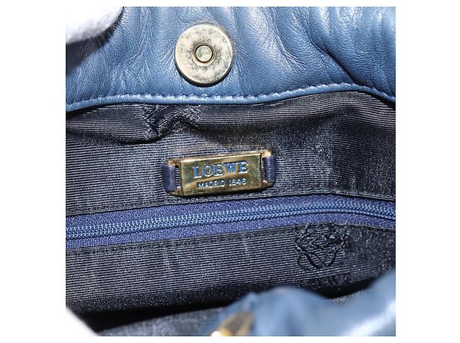 Borsa a tracolla LOEWE Anagram in pelle Navy Gold Auth ka6044A D'oro Blu navy - vista 10