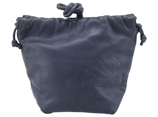 Borsa a tracolla LOEWE Anagram in pelle Navy Gold Auth ka6044A D'oro Blu navy - vista 13