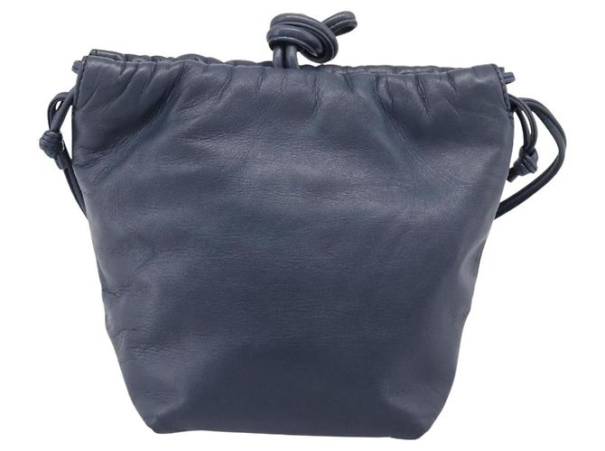 Borsa a tracolla LOEWE Anagram in pelle Navy Gold Auth ka6044A D'oro Blu navy - vista 2