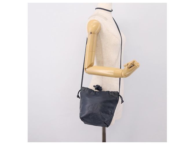 Borsa a tracolla LOEWE Anagram in pelle Navy Gold Auth ka6044A D'oro Blu navy - vista 20