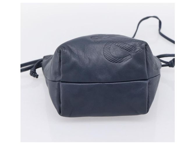 Borsa a tracolla LOEWE Anagram in pelle Navy Gold Auth ka6044A D'oro Blu navy - vista 5