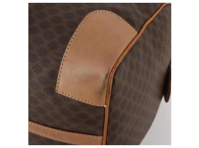 Céline Borsa Boston CELINE Macadam Canvas PVC Pelle Marrone Oro Auth 197610A D'oro - vista 10