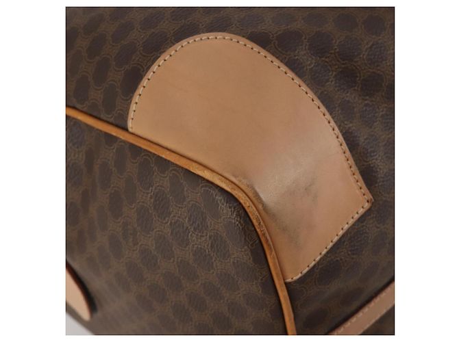 Céline Borsa Boston CELINE Macadam Canvas PVC Pelle Marrone Oro Auth 197610A D'oro - vista 11