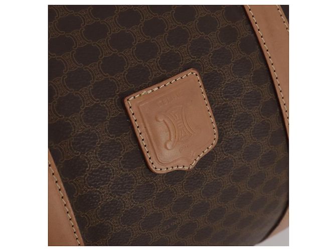 Céline Borsa Boston CELINE Macadam Canvas PVC Pelle Marrone Oro Auth 197610A D'oro - vista 15