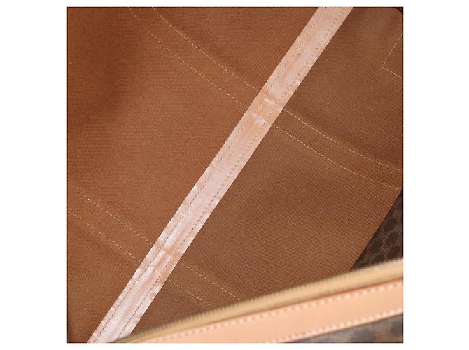 Céline Borsa Boston CELINE Macadam Canvas PVC Pelle Marrone Oro Auth 197610A D'oro - vista 17