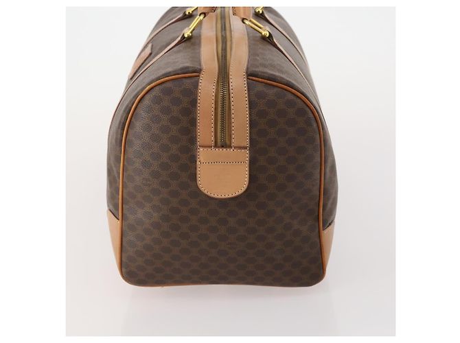 Céline Borsa Boston CELINE Macadam Canvas PVC Pelle Marrone Oro Auth 197610A D'oro - vista 4