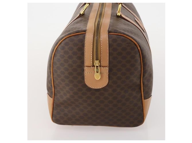Céline Borsa Boston CELINE Macadam Canvas PVC Pelle Marrone Oro Auth 197610A D'oro - vista 5