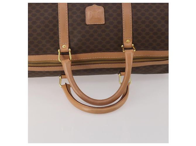 Céline Borsa Boston CELINE Macadam Canvas PVC Pelle Marrone Oro Auth 197610A D'oro - vista 7