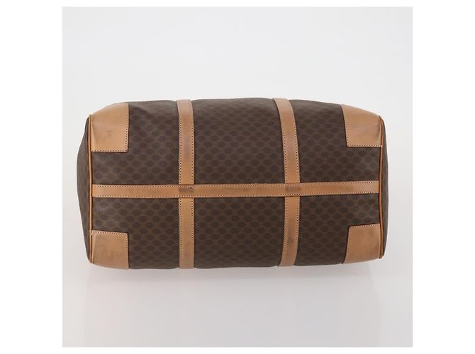 Céline Borsa Boston CELINE Macadam Canvas PVC Pelle Marrone Oro Auth 197610A D'oro - vista 9