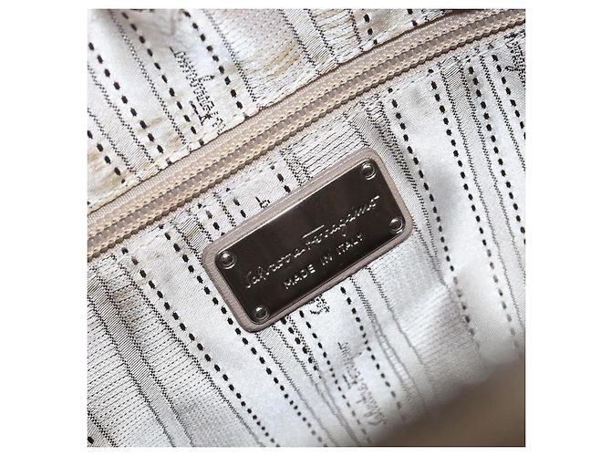 Borsa Salvatore Ferragamo Vala Nylon Brown Silver Auth hk4011 Marrone Argento - vista 19
