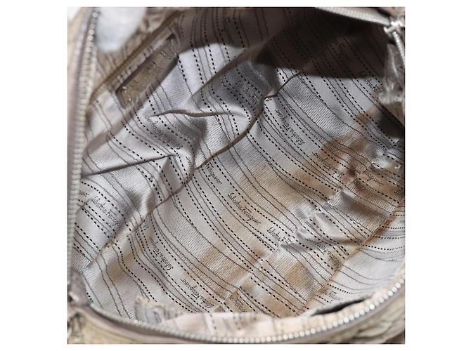 Borsa Salvatore Ferragamo Vala Nylon Brown Silver Auth hk4011 Marrone Argento - vista 21