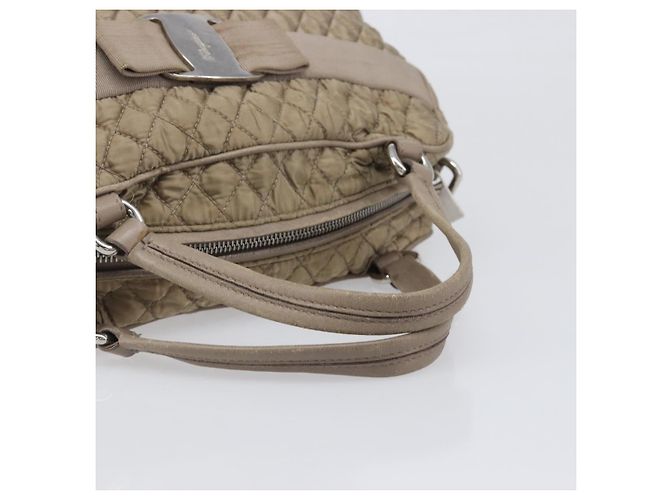 Borsa Salvatore Ferragamo Vala Nylon Brown Silver Auth hk4011 Marrone Argento - vista 8