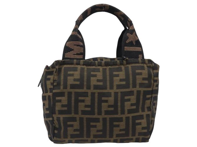 Borsa a mano FENDI Zucca Canvas Nero Marrone Auth 199404 - vista 2