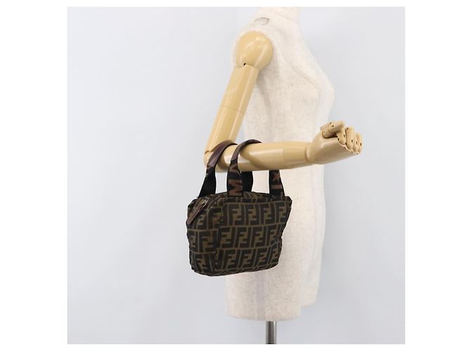 Borsa a mano FENDI Zucca Canvas Nero Marrone Auth 199404 - vista 20