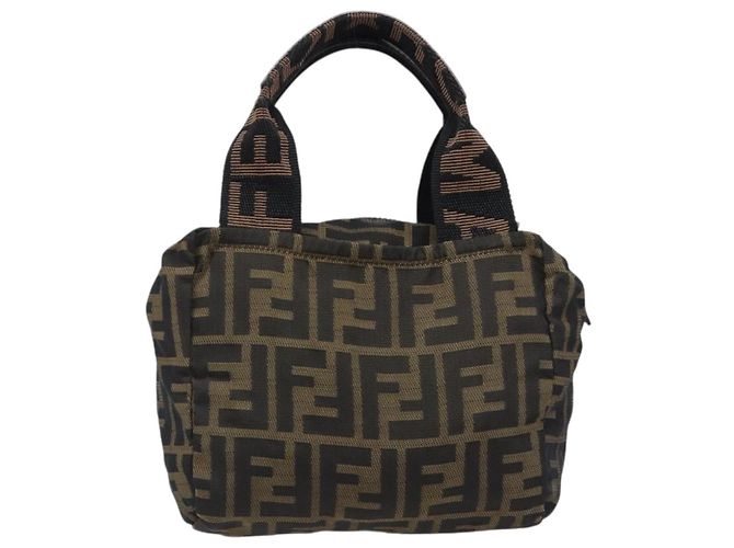 Borsa a mano FENDI Zucca Canvas Nero Marrone Auth 199404 - vista 3