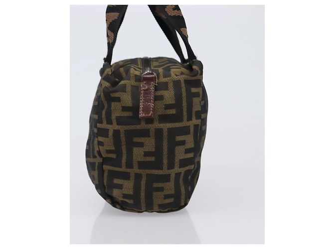Borsa a mano FENDI Zucca Canvas Nero Marrone Auth 199404 - vista 5