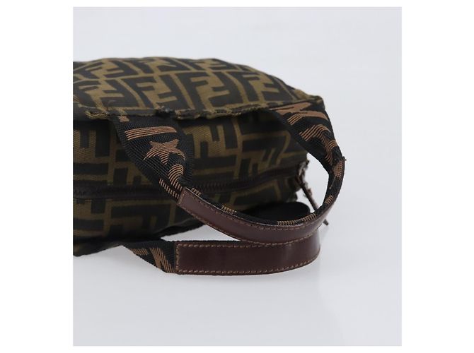 Borsa a mano FENDI Zucca Canvas Nero Marrone Auth 199404 - vista 7