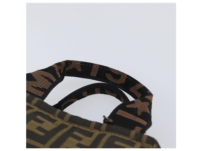 Borsa a mano FENDI Zucca Canvas Nero Marrone Auth 199404 - vista 8