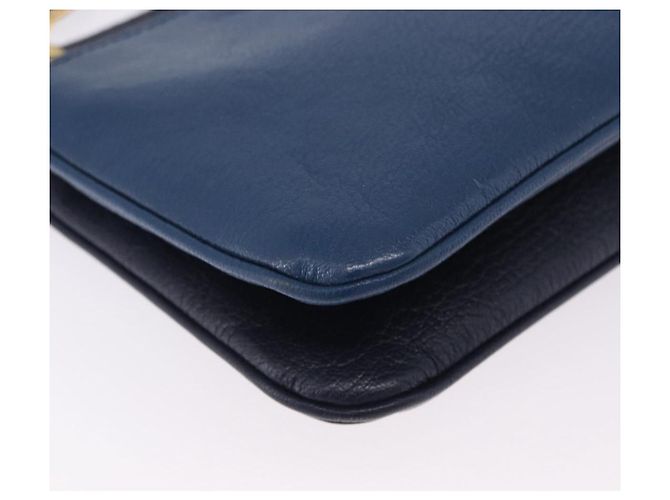 Borsa a tracolla con catena Miu Miu in pelle blu e oro Auth bs36957A D'oro - vista 10