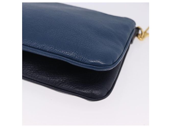 Borsa a tracolla con catena Miu Miu in pelle blu e oro Auth bs36957A D'oro - vista 11