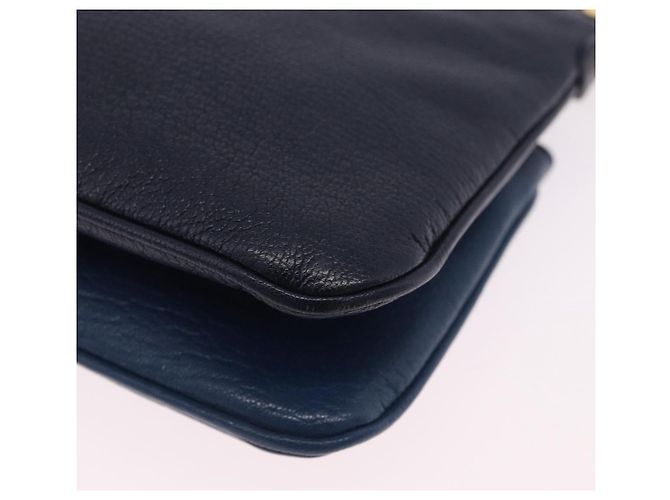 Borsa a tracolla con catena Miu Miu in pelle blu e oro Auth bs36957A D'oro - vista 13
