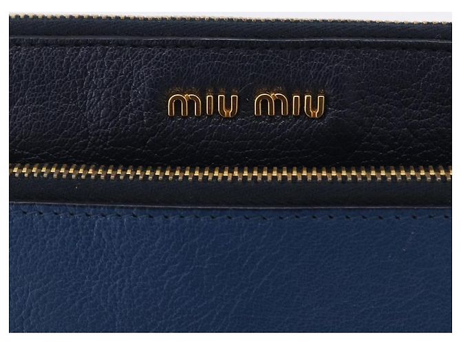 Borsa a tracolla con catena Miu Miu in pelle blu e oro Auth bs36957A D'oro - vista 15